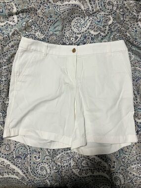 J. Crew White Tailored Cotton Bermuda Shorts